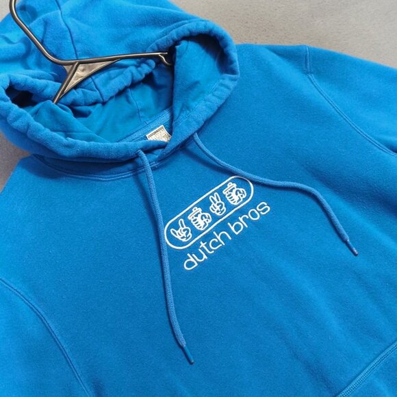 Dutch Bro Hoodie Adult M Blue Pullover Pocket Drawstring Coffee - Picture 1 of 11